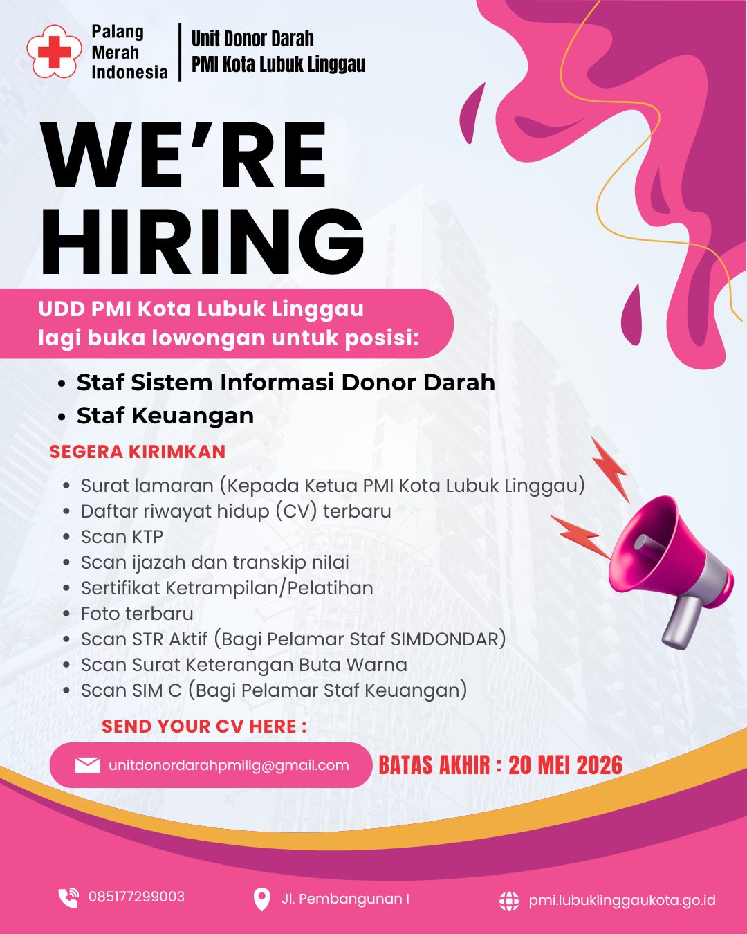 Info Loker UDD PMI Kota Lubuk Linggau